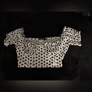 Black and White Polka Dot Women's Top